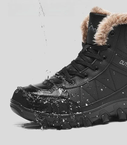 Botas de Neve de Inverno 2025 Masculinas Sapatos Outdoor Cano Alto Cadarço Antiderrapante Botas de Tornozelo Quente Confortáveis Pelúcia Sapatos Casuais Masculinos