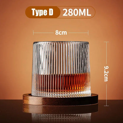 Copo de Uísque com Base, Copos de Uísque de Cristal Giratórios, Taça de Vinho e Brandy para Bar e Casa