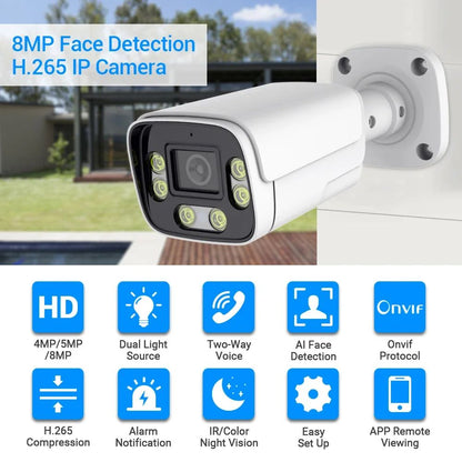 8MP 4K IP Camera Face Detection H.265 Two Way Audio Color Nightvision Outdoor 5MP HD POE Security CCTV Home Surveillance Camera