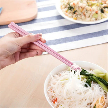 1 Pair of Wheat Straw Chopsticks Healthy Tableware Non-slip Chinese Chopsticks Kitchen Tools Reusable Sushi Food Tableware