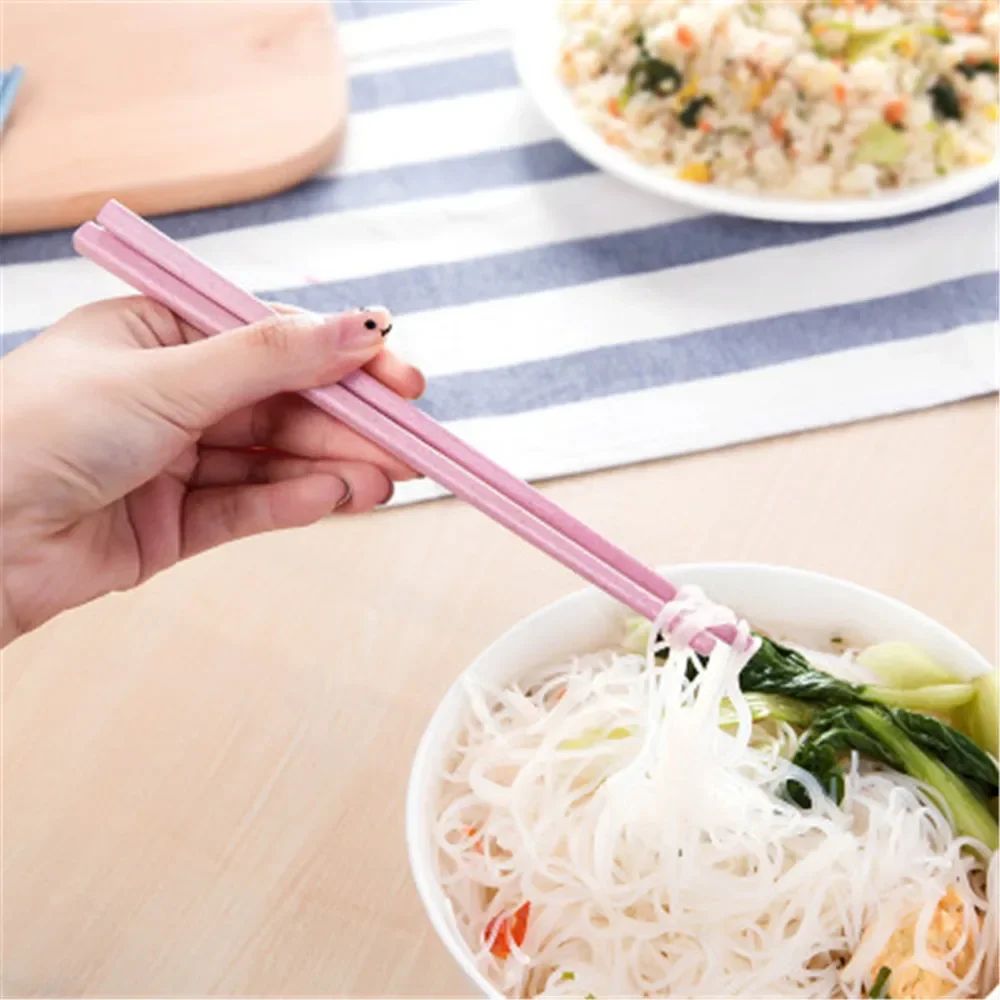 1 Pair of Wheat Straw Chopsticks Healthy Tableware Non-slip Chinese Chopsticks Kitchen Tools Reusable Sushi Food Tableware