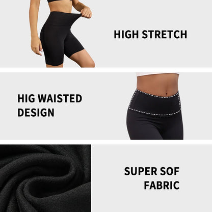 Women's High Waisted Biker Shorts Super Soft Tummy Control No See Through Workout Yoga Running Athletic Push Up Gym Fitness