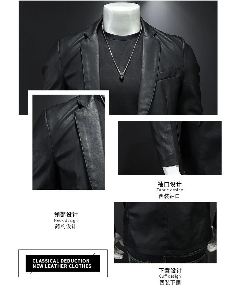 2025 2025 Men's Solid Colors Motorcycle PU Jacket Autumn Male PU Leather Jackets Casual Biker Leather Coats Brand Clothing Men C