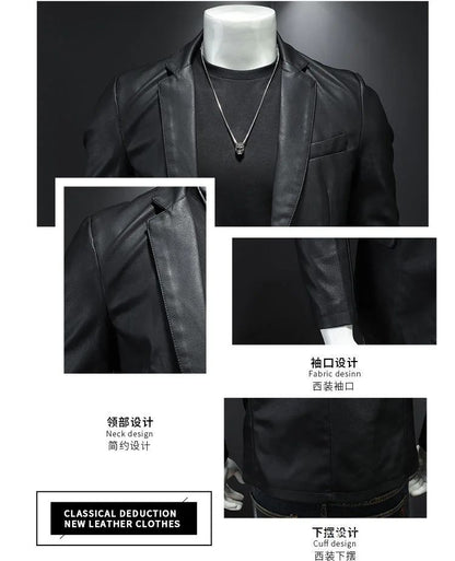 2025 2025 Men's Solid Colors Motorcycle PU Jacket Autumn Male PU Leather Jackets Casual Biker Leather Coats Brand Clothing Men C