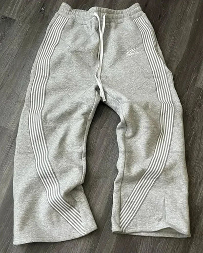 Calça de Moletom Y2K Masculina Feminina Gótica Hip Hop Americana com Patch de Letras Y2K Dupla Camada Larga Elástica na Cintura Calça Jogger Casual