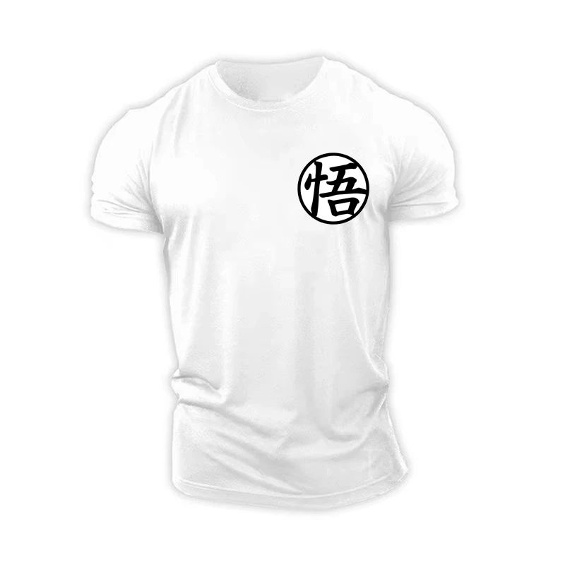 Official Dragon Ball Goku Training T-Shirt Men's Red/Black/White Cotton Tee with Kanji Chest Print Martial Arts Style