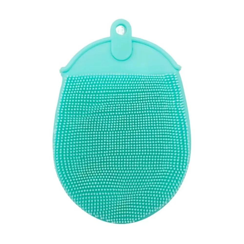 1 unidade de escova de massagem de silicone com gancho macio, esfoliante, luvas de banho, escova de limpeza para bebês, esfoliante de banho, removedor de bolhas