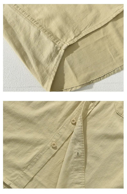 Summer Short Sleeve Cargo Shirt Men Streetwear Men Loose Shirts Casual Pure Cotton Double Pockets Khaki Shirt Fashion Clothing