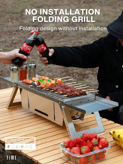 Stainless Steel Barbecue Stove Outdoor Charcoal Folding Barbecue Rack Household Small  Folding Carbon Barbecue Skewer Stove  bbq