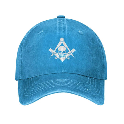 Bonés de beisebol de brim com caveira e ossos cruzados, bússola quadrada, maçonaria, boné casquette, chapéu unissex masculino e feminino