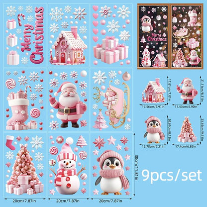 Christmas Gingerbread Man & Candy Cane Window Stickers - Sweet Holiday Decals for Bedroom Living Room Glass Holiday Home Decor