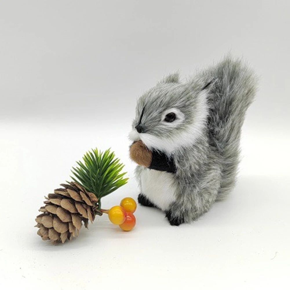 Simulation Squirrel Animal Figurines Christmas Artificial Squirrel Ornament Christmas New Year Party Desktop Decoration