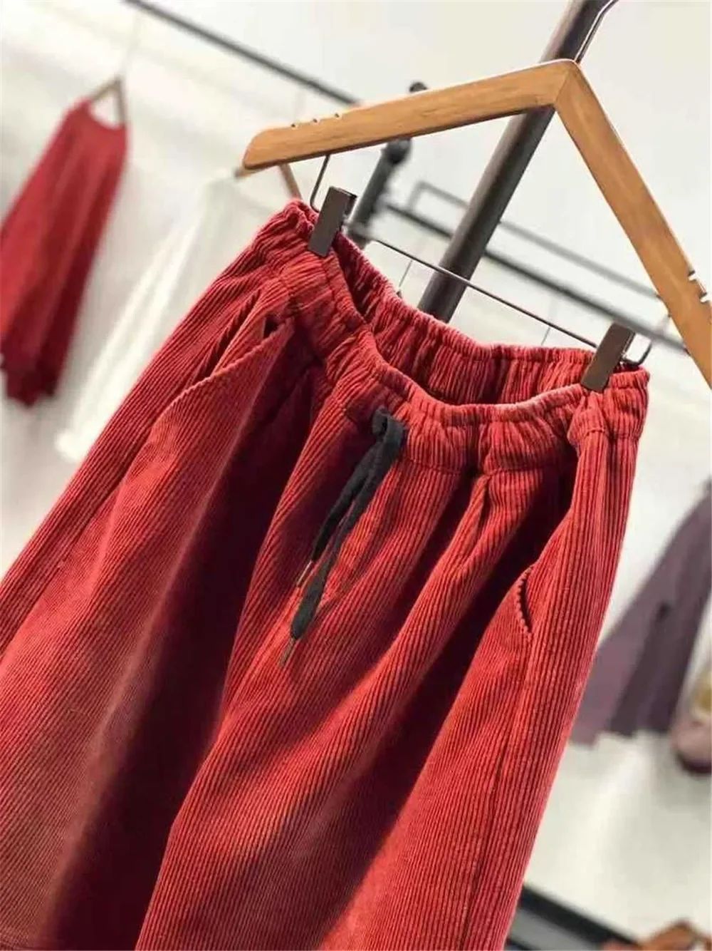 Autumn Winter Casual Corduroy Harem Pants Women High Waist Retro Loose Bloomers Female Oversize Mom Trousers Baggy Sweatpants