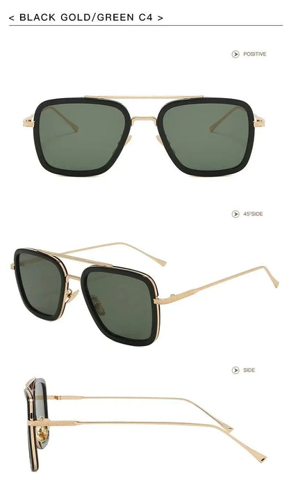 Fashion Tony Stark Sunglasses Iron Man Sun Glasses Vintage Square Metal Frames