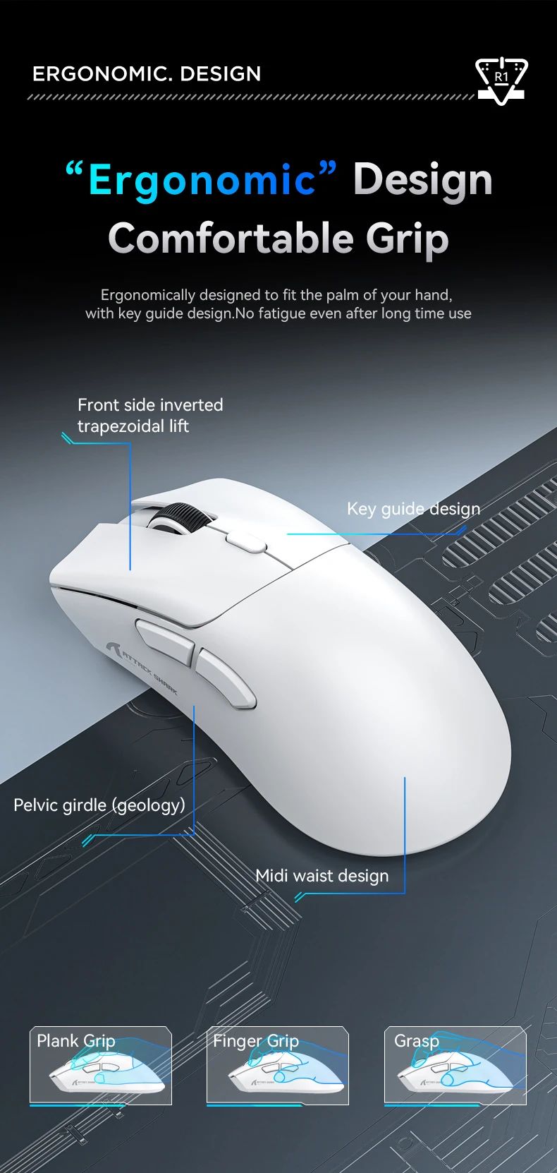 ATTACK SHARK R1 Bluetooth Mouse-Viral Mouse Reviewed by Influencers, Brand-direct authentic,PAW3311 sensor with 1K Hz for Gaming