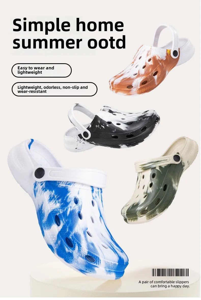 Summer Couple Clog Shoes Fashion Sandals Waterproof Slippers Men Shoes Outdoor Soft Sole Shoes Clogs EVA Beach Home Slipper