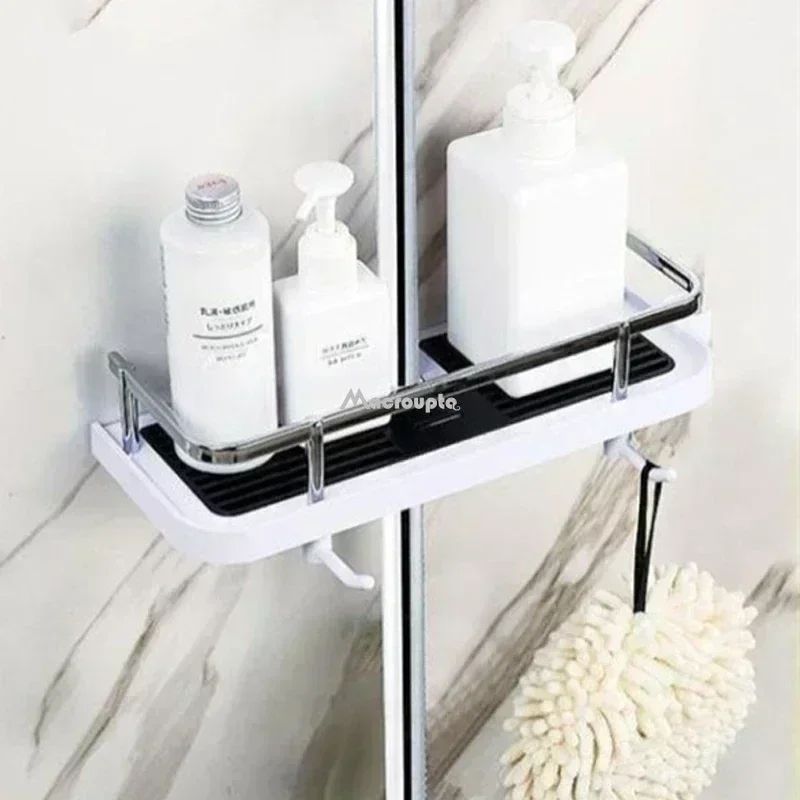 Organizador de armazenamento para chuveiro, sem perfuração, suporte para chuveiro de elevação, suporte para sabonete, shampoo, bandeja, prateleiras de poste