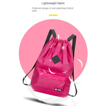 Mochila de Cordão Oxford para Exterior Unissex Bolsa Leve de Nylon Esportiva de Viagem de Grande Capacidade Versátil