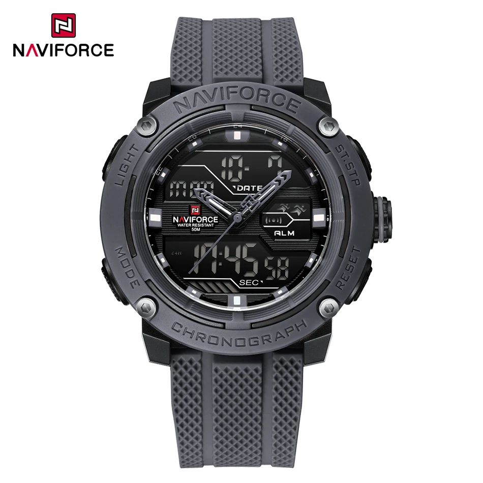 NAVIFORCE Sport Watch for Men Waterproof Dual Display Quartz Wristwatch Mens Digital Date Clock Military Stopwatch Reloj Hombre