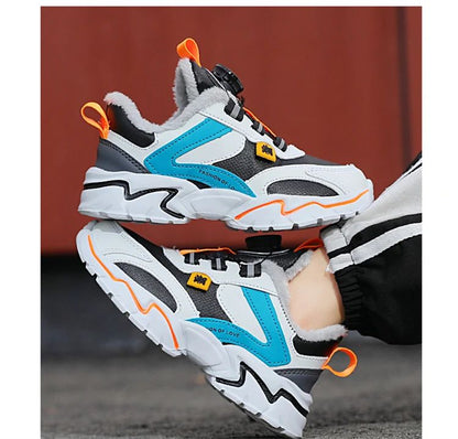 Winter Kids' Cotton Shoes For Boys Warm Plush Anti-slip Children Running Sneakers Outdoor Comfortable Casual Walking Shoes