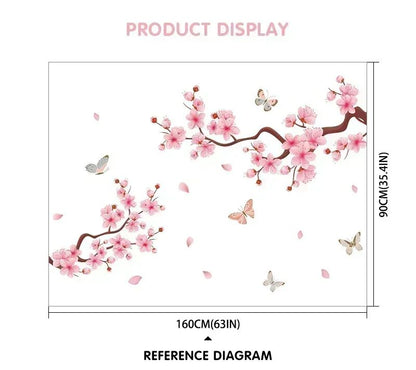 Ink Wall Stickers Wash Peach Blossom For Living Room Bedroom Home Flower Background Wall Decor Self-adhesive Sticker Wallpaper