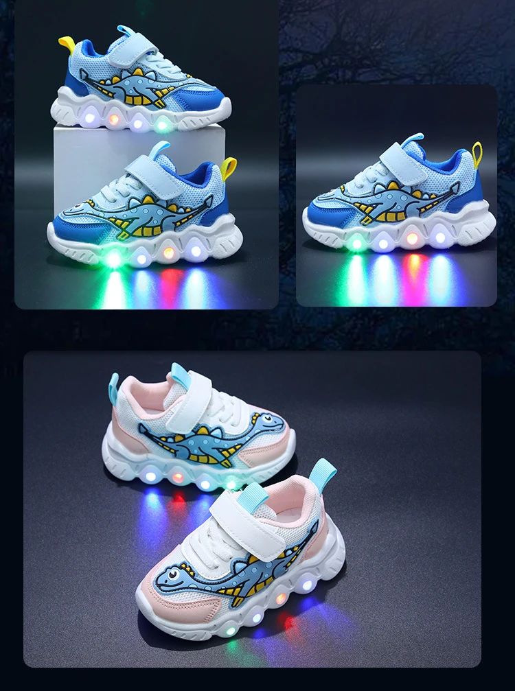 Tennis Shoe LED Children Trainer Cartoon Boy Casual Sneaker for Boy Kid Shoe for Girl Mesh Breathable Shoe Baby Illuminated Shoe