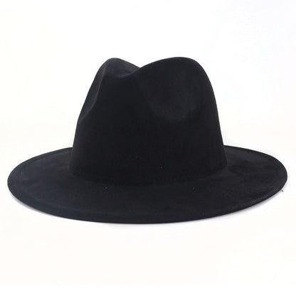 Chapéus Fedora de Camurça Feminino de Luxo Cor Sólida Elegante Festa Igreja Cartola Masculino Aba Larga Panamá Boné de Feltro Sombreros De Mujer