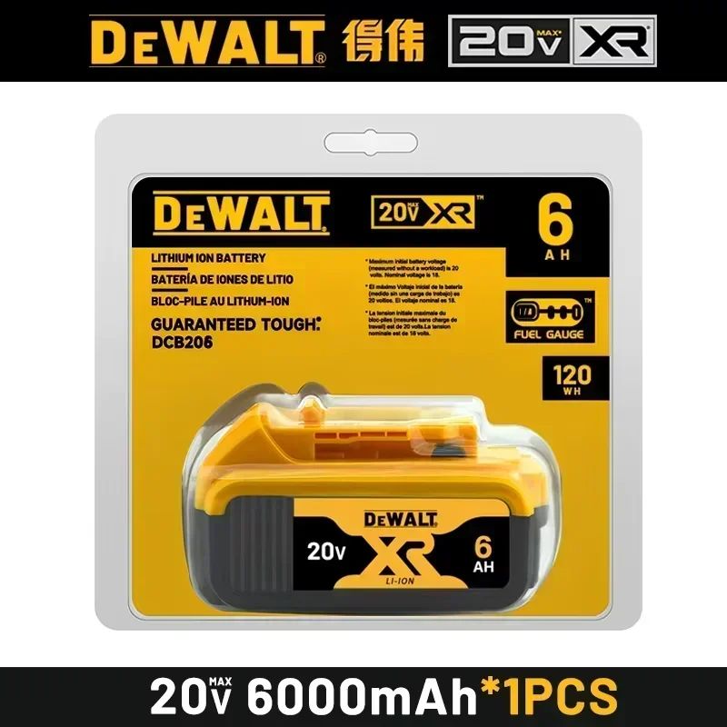 Bateria 100% Genuína Dewalt 20V, Bateria de Íon de Lítio Recarregável 2AH 5AH 6AH, Bateria de Substituição para Ferramenta Elétrica Dewalt DCB200