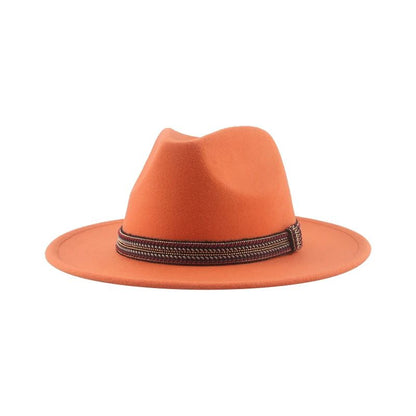 Chapéu Feminino Fedora de Feltro Sólido Casual Chapéu de Inverno Feminino Bonés Masculinos Faixa Panamá Preto Cáqui ????? ??????? Sombrero