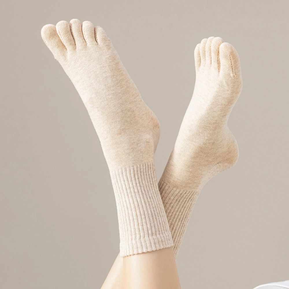 4 Pairs Women Toe Socks Five Finger Socks High Quality Cotton Autumn Spring Middle Tube Sports Socks with Separate Fingers