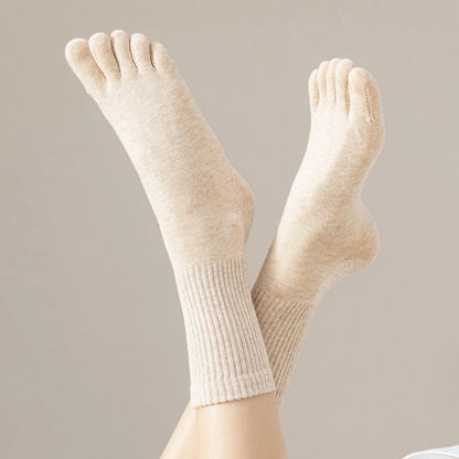 4 Pairs Women Toe Socks Five Finger Socks High Quality Cotton Autumn Spring Middle Tube Sports Socks with Separate Fingers
