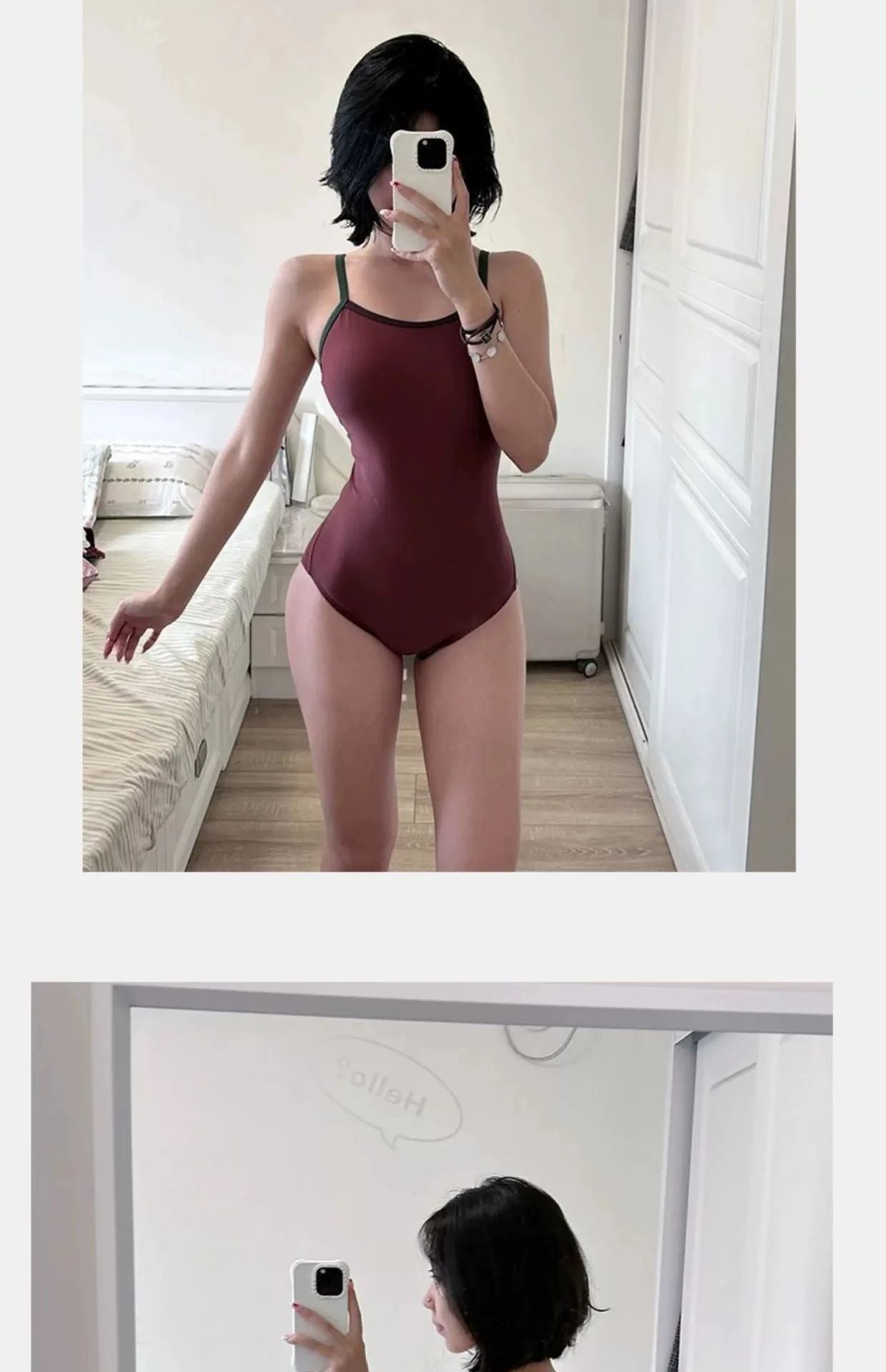 Bikini Set Speed Competition Swimsuit White Enhancing Professional Sport Double Layer with Chest Pad New Summer Style