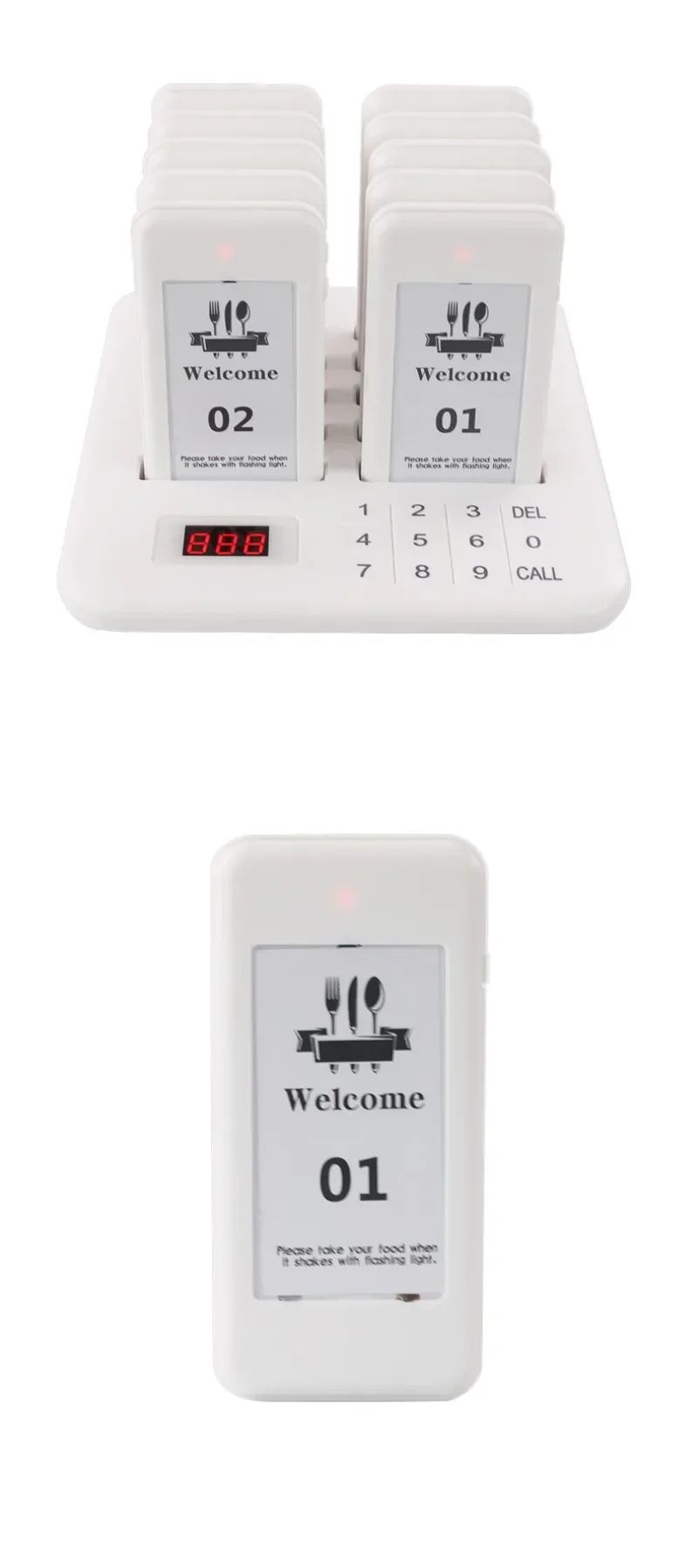 Wireless Restaurant Pagers Calling System 24 Coasters Buzzer Vibrator Bell Receivers For Food Truck Bar Coffee Fast Food Hotel