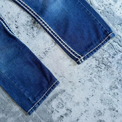 Vintage Y2k Buddha Embroidered Jeans for Men Clothing Casual High Street Straight and Versatile Men Jeans Baggy Men Pants