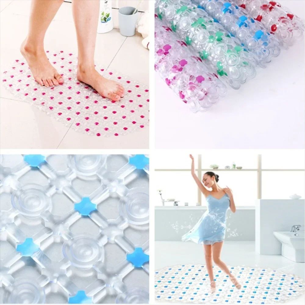 1pc Tapete de Banho Antiderrapante de PVC Retangular Macio para Chuveiro Banheiro Tapete de Massagem com Ventosa Antiderrapante Grande