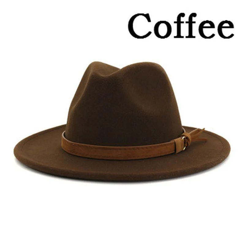 Fashionable Jazz Hats Autumn And Winter British Retro Top Hats Trendy Men's And Women's Woolen Hats Wide Brimmed Jazz Hats