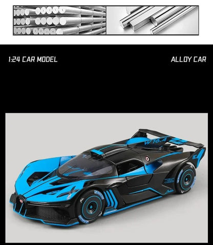 Spray 1/24 Bugatti Bolide Supercar Alloy Model Sound Light Diecast Toy Vehicle Boy Car Toy Gift Collectable Miniature Home Decor