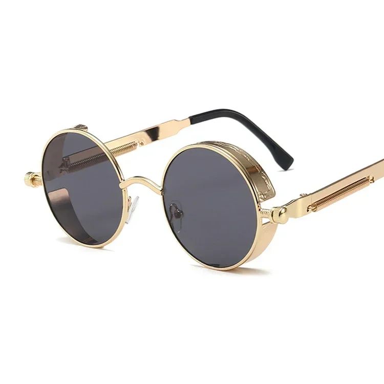 Classic Gothic Steampunk Sunglasses Luxury Brand Designer High Quality Men and Women Retro Round Metal Frame Sunglasses UV400