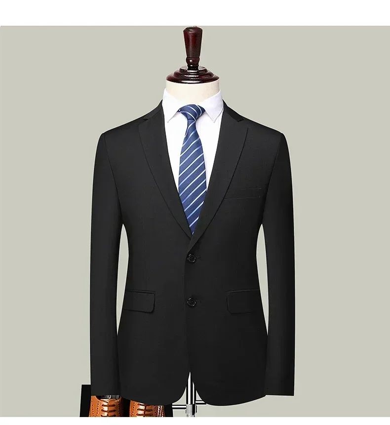 S-8XL Blazer New Men's Fashion Business Solid Color British Style Professional Work Groom Wedding Dress Best Man Blazer Jacket