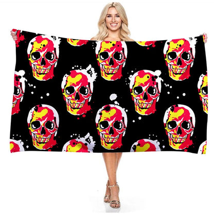 Psychedelic Skull Bath Towel - Vibrant Design, Soft Absorbent, Perfect for Summer Fun, Adds Artistic Vibes to Your Beach Days