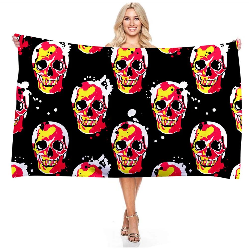 Psychedelic Skull Bath Towel - Vibrant Design, Soft Absorbent, Perfect for Summer Fun, Adds Artistic Vibes to Your Beach Days