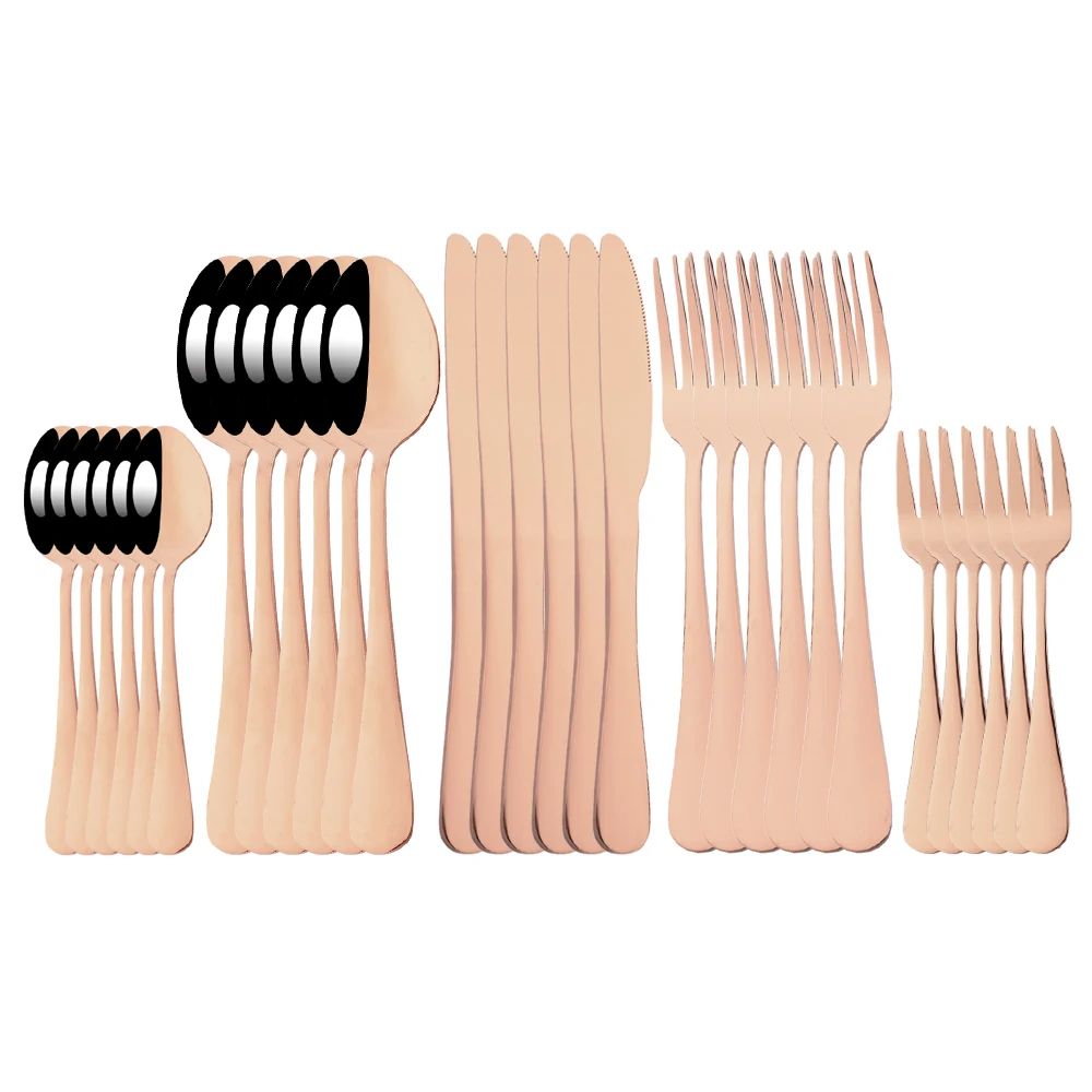 Conjunto de Talheres de Aço Inoxidável Colorido de 6/30 Peças, Faca, Garfo de Bolo, Colher de Chá, Conjunto de Talheres de Cozinha, Pratos