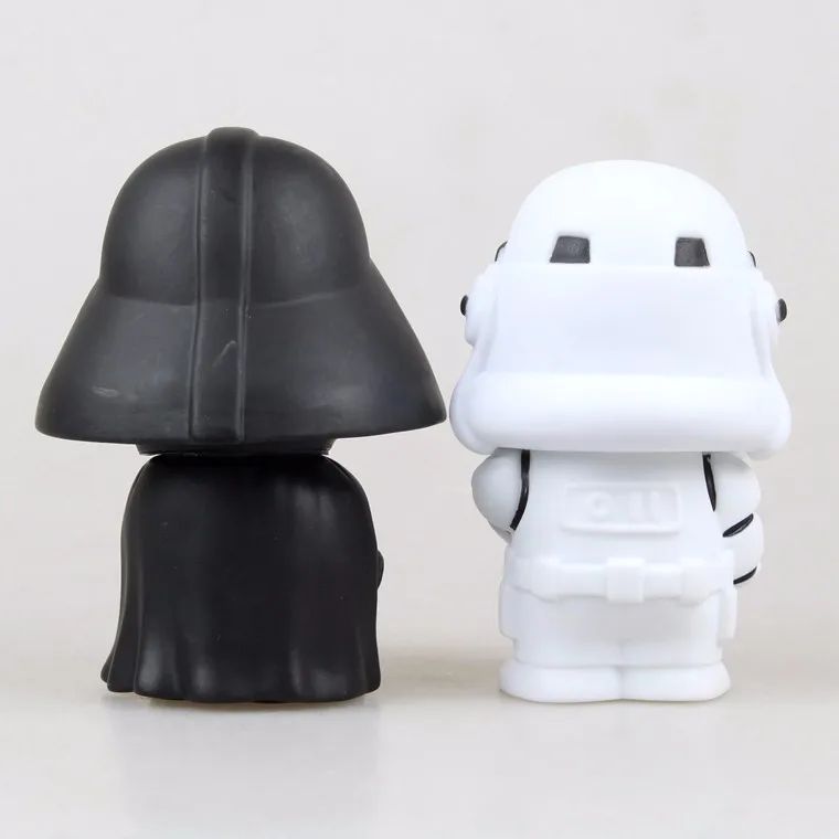 10cm Estilo Fofo Star Wars Darth Vader e STORMTROOPER Kawaii Brinquedo Action Figure Modelo Soldado Preto Branco Para Crianças