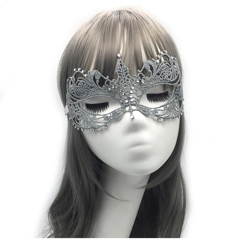 Gold and Silver Lace and Diamond Mask Eye Mask Masquerade Adult Male and Female Party Mask Sensual Women's Half Face