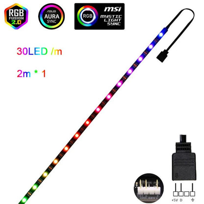 Addressable Rainbow PC Digital WS2812b LED Strip Light for 5V 3pin ARGB Header PC Case Asus Aura Sync RGBIC Fusion MSI Mystic