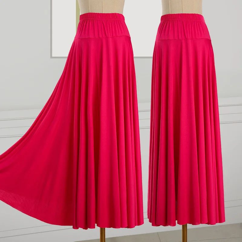 Plus Size Elegant Plus Size Women's Long Dress For Dancing And Commuting Stylish Square Dance Skirt With Wide Hemline For Soc...