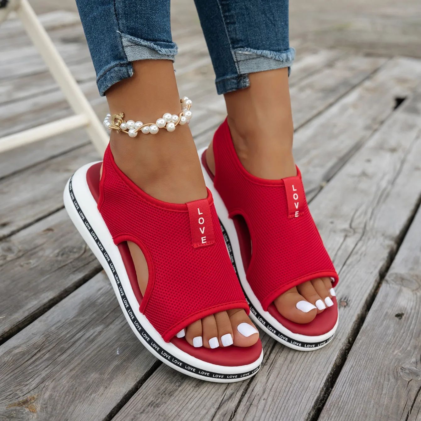 Mesh Women Sandals Open Toe Platform Shoes Female Summer Shoes 2025 Classic Breathable Slip on Sport Sandals Zapatillas De Mujer