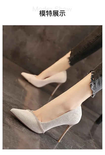 Sapatos Femininos de Salto Alto 2024 Nova Coleção Primavera e Outono Sapatos Femininos de Bico Fino Vestido Sapatos de Casamento Temperamento Banquete Sapatos Individuais