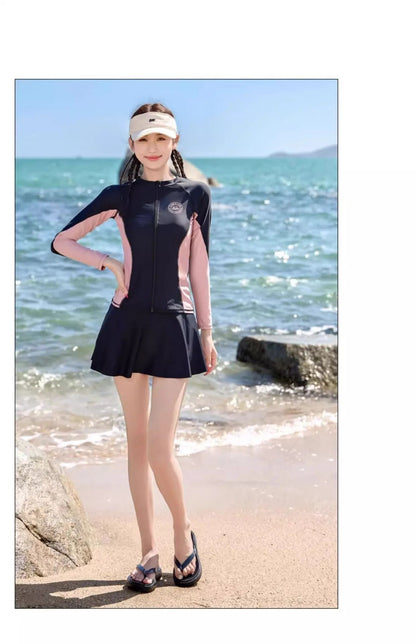 Women's Swimming Suit 2025 New Style Four-Piece Conservative Bikini Long Sleeve Long Pants Surfing Snorkeling Mother Suit