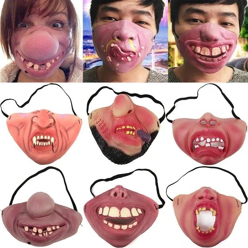 Funny Latex Half Face Masks Adult Clown Mask Horrible Masks Humorous Funny Elastic Band Faced Mask Halloween Party Cosplay Props